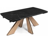 Керамический стол Woodville Шаннон 180(240)х90x79 см, черный мрамор/дуб монтана 588054