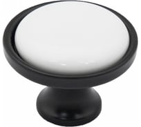 Ручка мебельная AKS OREO кнопка металлическая, черный матовый+белый 56776