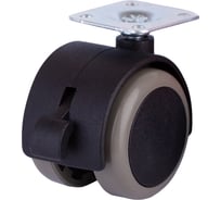 Двойной ролик на площадке Стройбат со стопором, 50 мм серый 1шт 556080