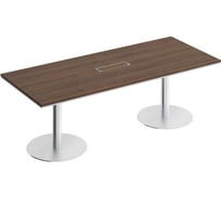 Стол для переговоров на круглых опорах-колоннах Юнитекс CITY 220х90х75.7, дуб гладстоун/белый премиум СИх155хДГ/БП