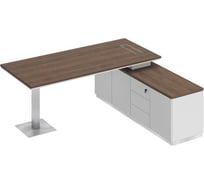 Стол руководителя Юнитекс CITY на опорной тумбе (левый/правый) 200х180х75, дуб гладстоун/белый премиум СИх102хДГхБПхБП