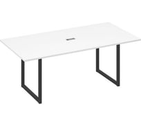 Стол для переговоров на металлокаркасе Юнитекс А4 QUATTRO 200х100х75, белый премиум/антрацит А4хА4х123хБП