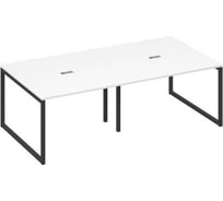 Стол для переговоров на металлокаркасе Юнитекс А4 QUATTRO 240х124х75, белый премиум/антрацит А4хА4х131-2хБП