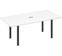 Стол для переговоров на металлокаркасе Юнитекс А4 UNO 200х100х75, белый премиум/антрацит А4хА1х123хБП