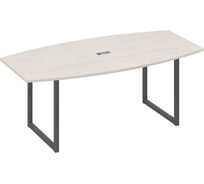 Стол для переговоров фигурный на металлокаркасе Юнитекс А4 QUATTRO 200х100х75, белый премиум/антрацит А4хА4х113хБП