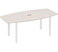 Стол для переговоров фигурный на металлокаркасе Юнитекс А4 UNO 200х100х75, белый премиум/антрацит А4хА1х113хБП