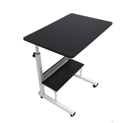 Прикроватный столик для ноутбука URM с полкой, с регулировкой высоты, на колесиках, черный S00199