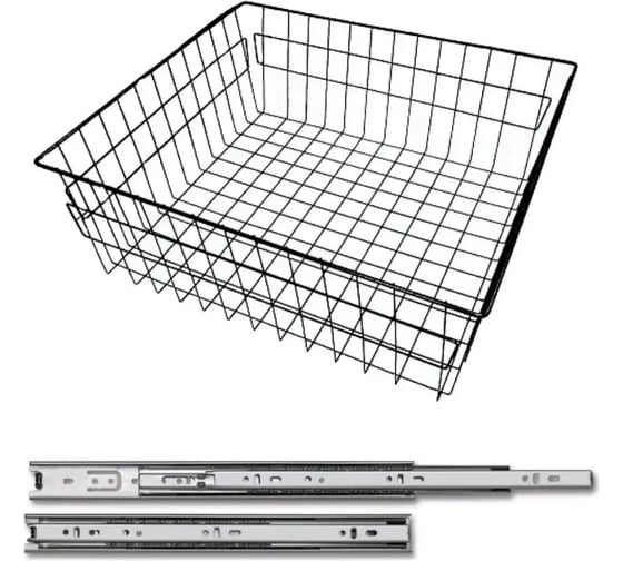 Выдвижная корзина GTV 60III 555x485x150 мм, в модуль 600 мм, на шариковых направляющих H35, антрацит KO-SR150-60-60-K 1