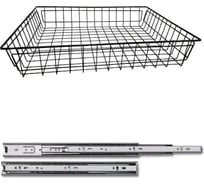 Выдвижная корзина GTV 50II 455x485x100 мм, в модуль 500 мм, на шариковых направляющих H35, антрацит KO-SR100-50-60-K