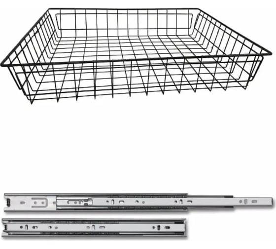 Выдвижная корзина GTV 60II 555x485x100 мм, в модуль 600 мм, на шариковых направляющих H35, антрацит KO-SR100-60-60-K 1