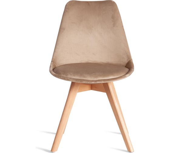 Стул TetChair TULIP SOFT (mod. 053V) 4 шт., дерево/пластик/вельвет, 49,5x54,5x84 см, Бежевый (HLR 12)/натуральный 21124