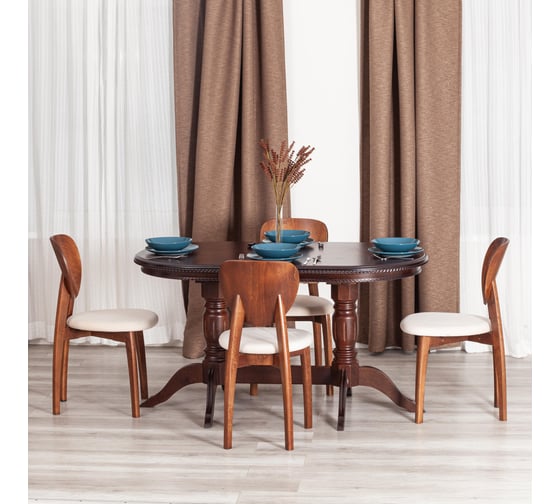 Стул TetChair 2 шт DIAMANTE мягкое сидение, бук, 42x42x85 см, коричневый, ткань Tenerife Cream 21222