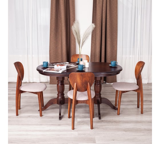 Стул TetChair 2 шт DIAMANTE мягкое сидение, бук, 42x42x85 см, коричневый, ткань wool caramel, бежевый 20565