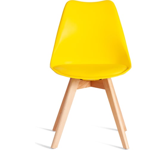 Стул TetChair TULIP (mod. 73-1) 1 шт. в упаковке, дерево/пластик/экокожа, 47,5x55x80 см, Желтый (Yellow) 21407
