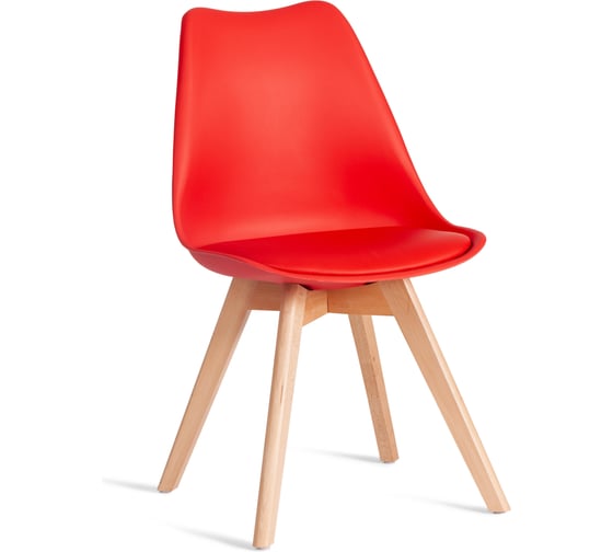 Стул TetChair TULIP (mod. 73-1) 1 шт. в упаковке, дерево/пластик/экокожа, 47,5x55x80 см, Красный (Red) 21408