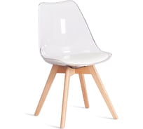 Стул TetChair TULIP (mod. 73-1) 1 шт. в упаковке, дерево/пластик/экокожа, 47,5x55x80 см, Прозрачный (Transparent) 21409