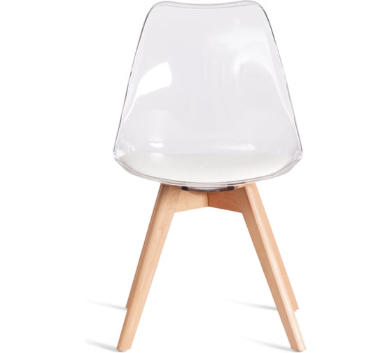 Стул TetChair TULIP (mod. 73-1) 1 шт. в упаковке, дерево/пластик/экокожа, 47,5x55x80 см, Прозрачный (Transparent) 21409