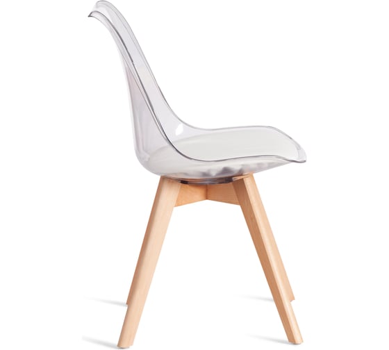 Стул TetChair TULIP (mod. 73-1) 1 шт. в упаковке, дерево/пластик/экокожа, 47,5x55x80 см, Прозрачный (Transparent) 21409