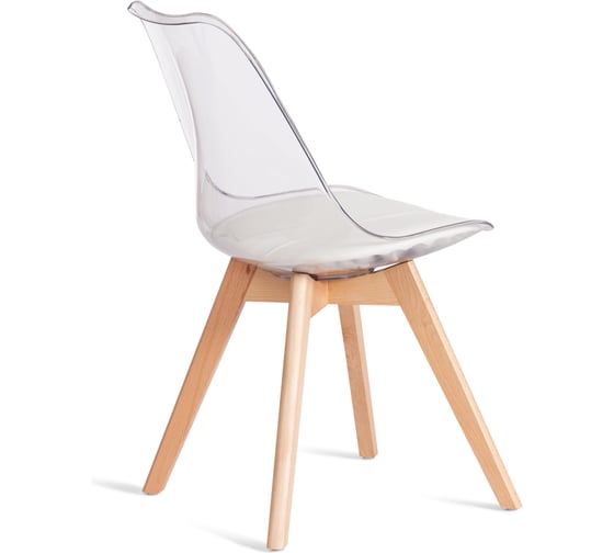 Стул TetChair TULIP (mod. 73-1) 1 шт. в упаковке, дерево/пластик/экокожа, 47,5x55x80 см, Прозрачный (Transparent) 21409