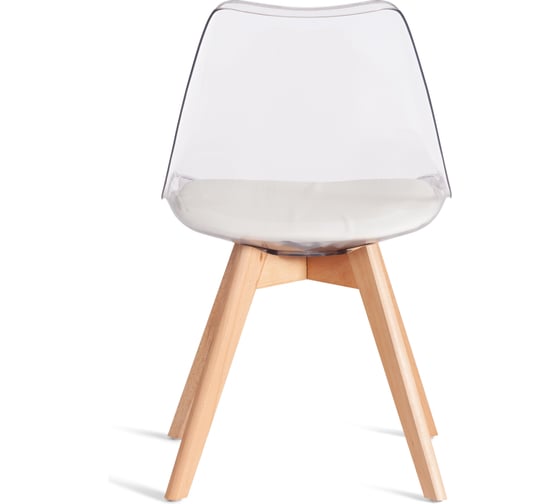 Стул TetChair TULIP (mod. 73-1) 1 шт. в упаковке, дерево/пластик/экокожа, 47,5x55x80 см, Прозрачный (Transparent) 21409