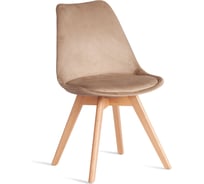 Стул TetChair TULIP SOFT (mod. 053V) 1 шт. в упаковке, дерево/пластик/вельвет, 49,5x54,5x84 см, Бежевый (HLR 12)/натуральный 21410