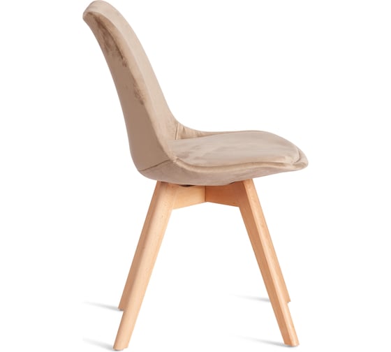 Стул TetChair TULIP SOFT (mod. 053V) 1 шт. в упаковке, дерево/пластик/вельвет, 49,5x54,5x84 см, Бежевый (HLR 12)/натуральный 21410