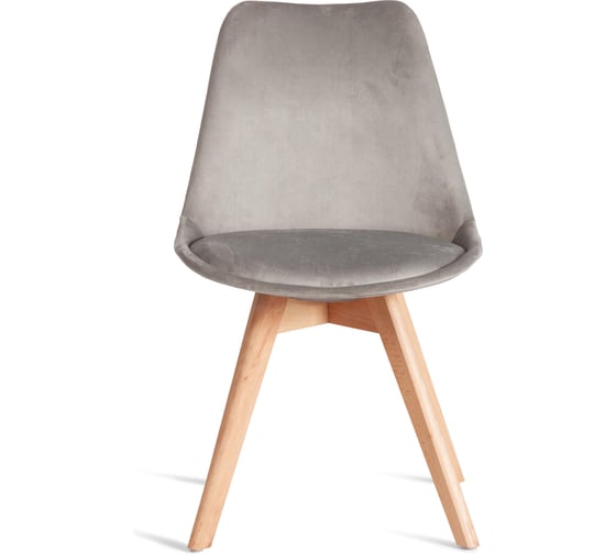 Стул TetChair TULIP SOFT (mod. 053V) 1 шт. в упаковке, дерево/пластик/вельвет, 49,5x54,5x84 см, Светло-серый (HLR 39)/натуральный 21411