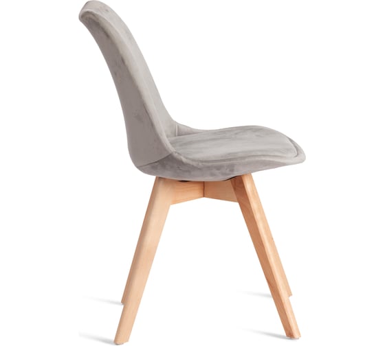 Стул TetChair TULIP SOFT (mod. 053V) 1 шт. в упаковке, дерево/пластик/вельвет, 49,5x54,5x84 см, Светло-серый (HLR 39)/натуральный 21411