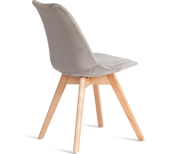 Стул TetChair TULIP SOFT (mod. 053V) 1 шт. в упаковке, дерево/пластик/вельвет, 49,5x54,5x84 см, Светло-серый (HLR 39)/натуральный 21411