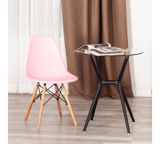 Стул TetChair CINDY (EAMES) (mod. 1801) 4 шт., дерево бук/металл/сиденье пластик, 45x51x82 см, Light pink (светло-розовый) 20655