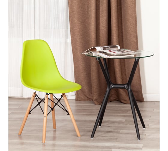 Стул TetChair CINDY (EAMES) (mod. 1801) 4 шт., дерево бук/металл/сиденье пластик, 45x51x82 см, Olive (оливковый) 20659