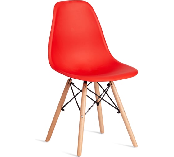 Стул TetChair CINDY (EAMES) (mod. 1801) 4 шт., дерево бук/металл/сиденье пластик, 45x51x82 см, Red (красный) 20658 1