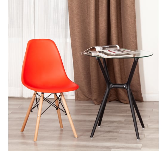 Стул TetChair CINDY (EAMES) (mod. 1801) 4 шт., дерево бук/металл/сиденье пластик, 45x51x82 см, Red (красный) 20658