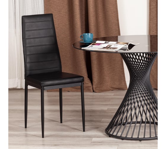 Стул TetChair Easy (mod. 24-1) 4 шт., металл, экокожа, 49x41x98 см, Black (Черный) / Black (Черный) 20545