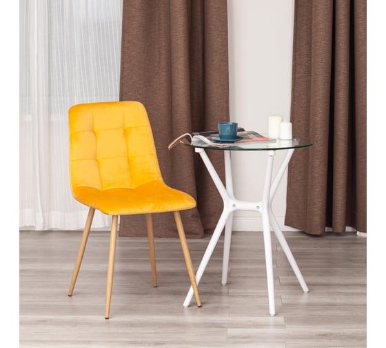 Стул TetChair CHILLY (mod. 7094-1)  1 шт. в упаковке, вельвет/металл, 44,5x52,5x86 см, yellow (желтый) HLR41 / натуральный 21431