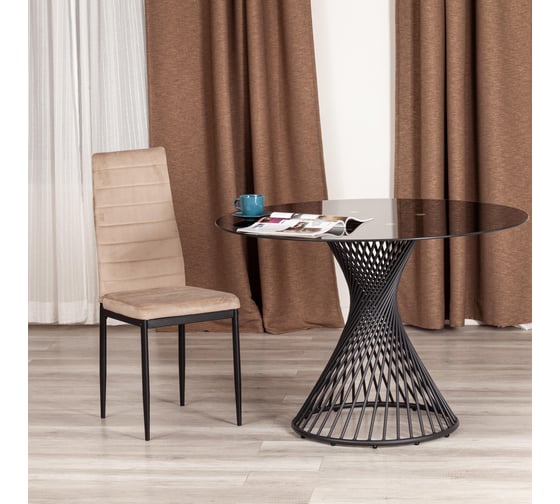 Стул TetChair Easy (mod. 24-1)  1 шт. в упаковке, металл, вельвет, 49x41x98 см, Beige (бежевый) HLR8 / черный 21354