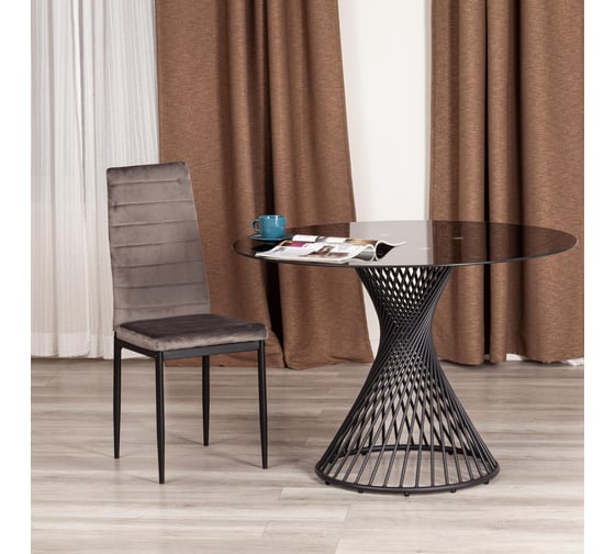 Стул TetChair Easy (mod. 24-1)  1 шт. в упаковке, металл, вельвет, 49x41x98 см, Dark grey (темно-серый) HLR24 / черный 21355