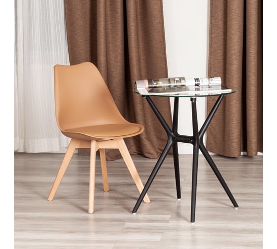 Стул TetChair TULIP (mod. 73-1) 4 шт, дерево/пластик/экокожа, 47,5x55x80 см, Бежевый (Latte) 21122