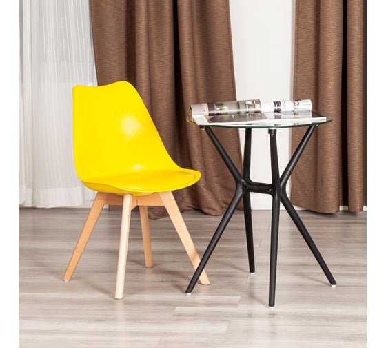 Стул TetChair TULIP (mod. 73-1) 4 шт, дерево/пластик/экокожа, 47,5x55x80 см, Желтый (Yellow) 21120