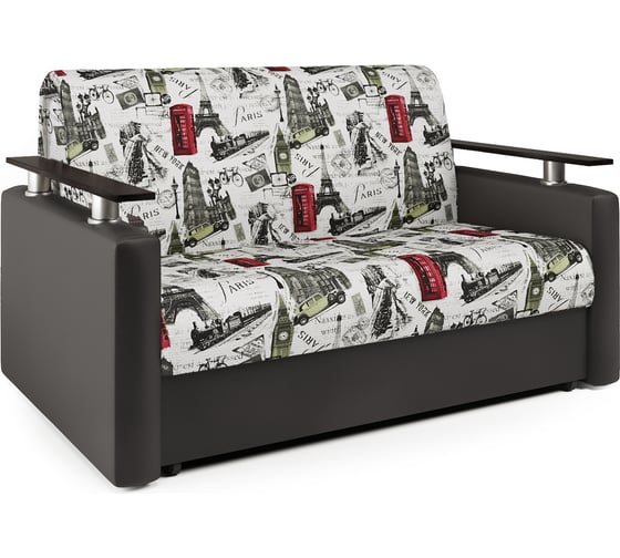 Диван-кровать Шарм 120 велюр Париж и экокожа шоколад 33070324 1