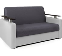 Диван-кровать Шарм 140 серая рогожка и экокожа белая 33070355