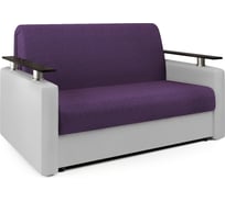 Диван-кровать Шарм 120 фиолетовая рогожка и экокожа белая 33070334
