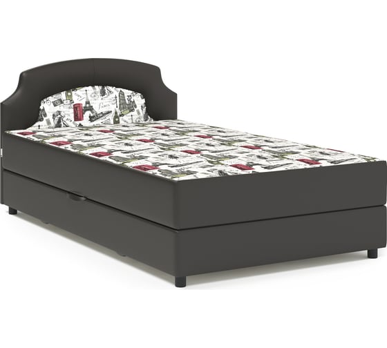 Кровать Шарм 140 велюр Париж и экокожа шоколад 104210621 1