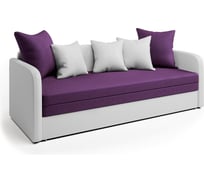 Софа Шарм Трио экокожа, белая и фиолетовая рогожка 1006021