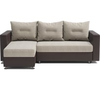 Угловой диван Шарм Ария левый, Корфу бежевый и экокожа, шоколад 190422114