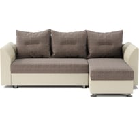 Угловой диван Шарм Ария Скала правый, Корфу коричневый и экокожа, бежевый 190422124