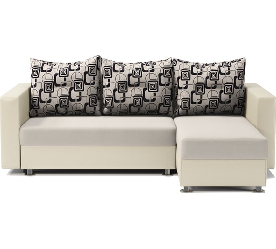 Угловой диван Шарм Ария правый, экокожа, бежевый и ромб 190422106 1