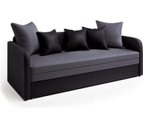 Софа Шарм Трио экокожа, черный и серая рогожка 1006027