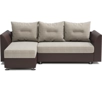 Угловой диван Шарм Ария Скала левый, Корфу бежевый и экокожа, шоколад 190422135