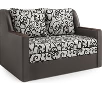 Диван-кровать Шарм Дуэт экокожа, шоколад и узоры 1606007